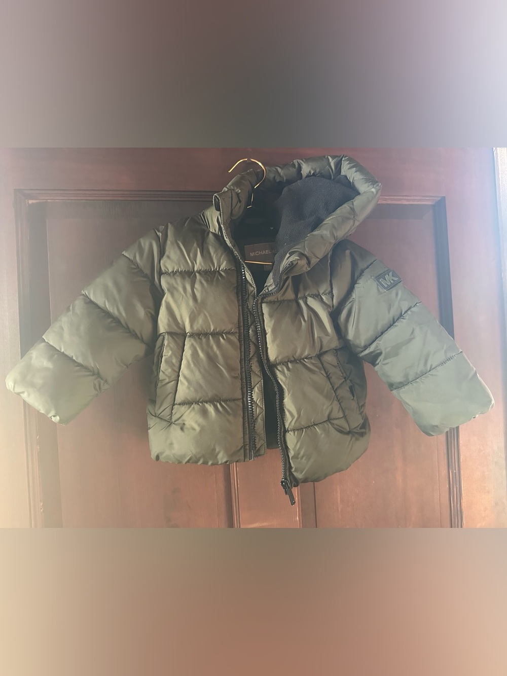 Michael Kors Kids Olive Green Quilted Puffer Coat
